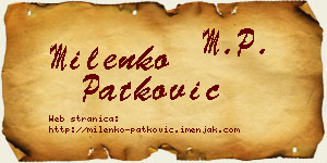 Milenko Patković vizit kartica